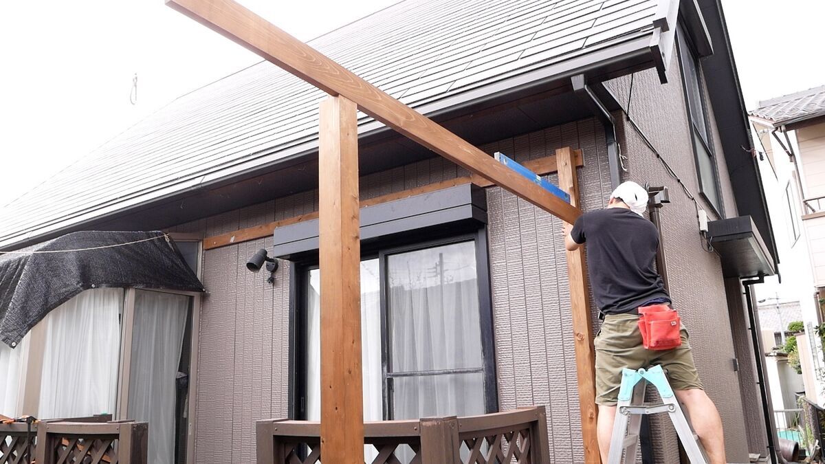 DIY】ウッドデッキに屋根つけた5 〜柱の加工編〜 - Kimpa Life 
