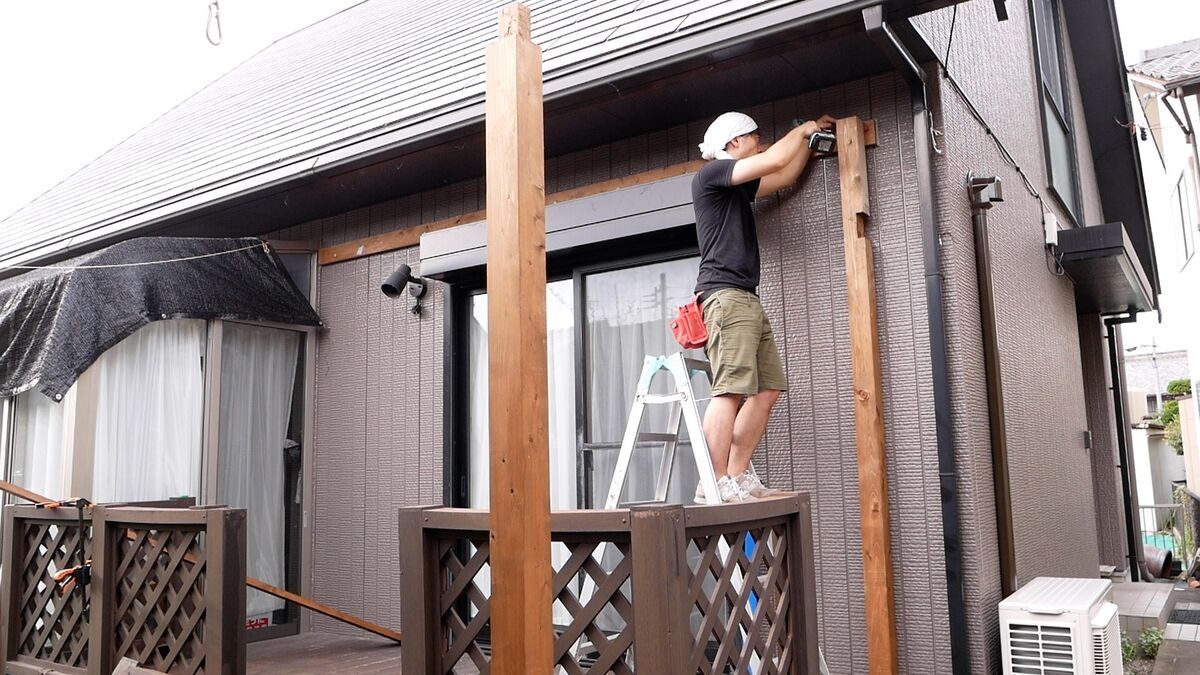 DIY】ウッドデッキに屋根つけた5 〜柱の加工編〜 - Kimpa Life 