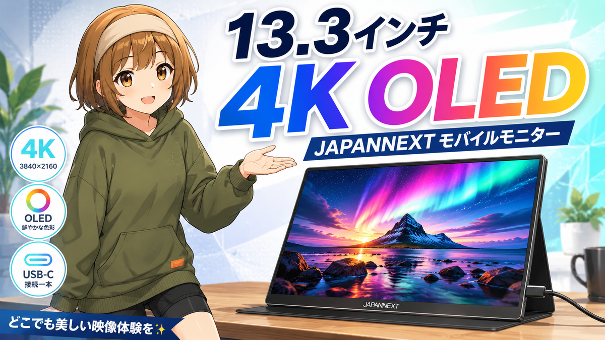 JAPANNEXT JN-MD-OLED1331UHDR｜13.3インチ 4K OLEDモバイルモニターの