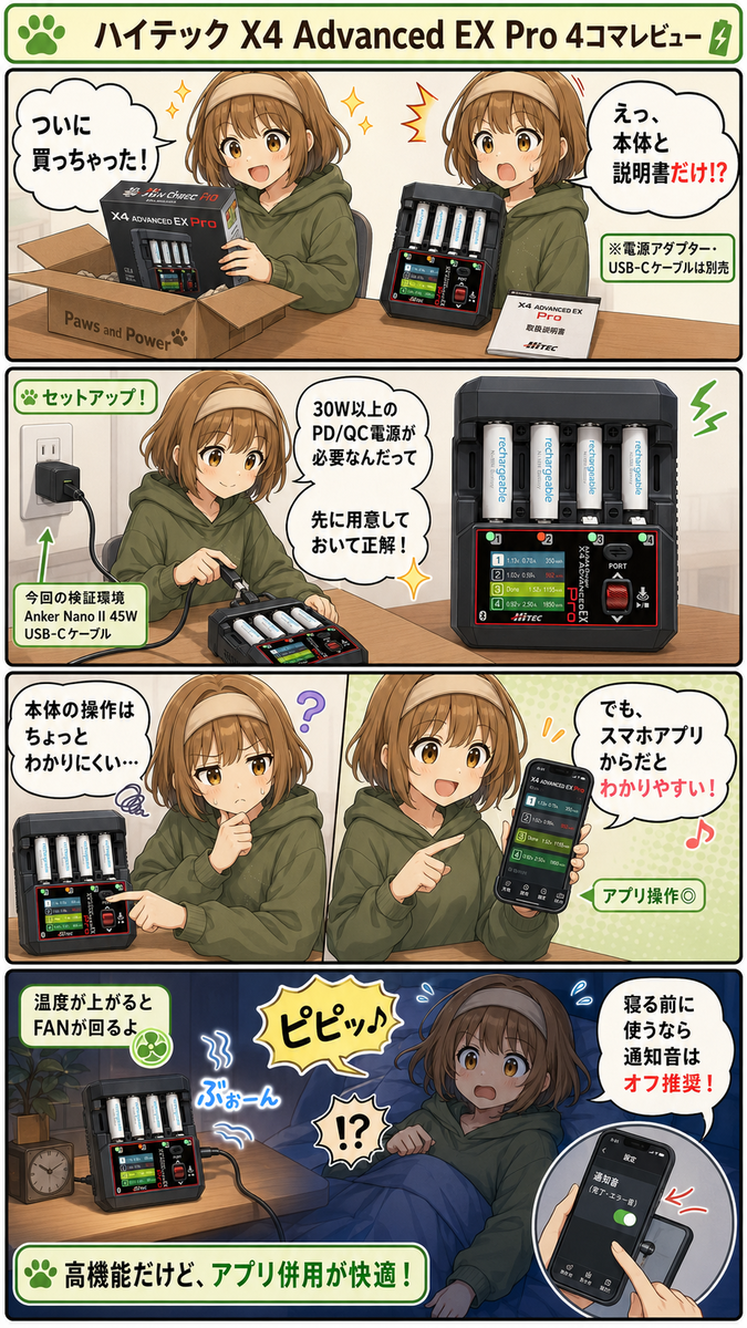 ハイテック AA/AAA Charger X4 Advanced EX Pro レビュー｜実際に使っ