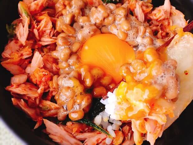 ツナキムチ納豆丼レシピ