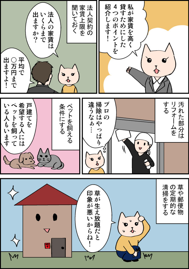 戸建て賃貸の家賃を高く貸す方法の漫画