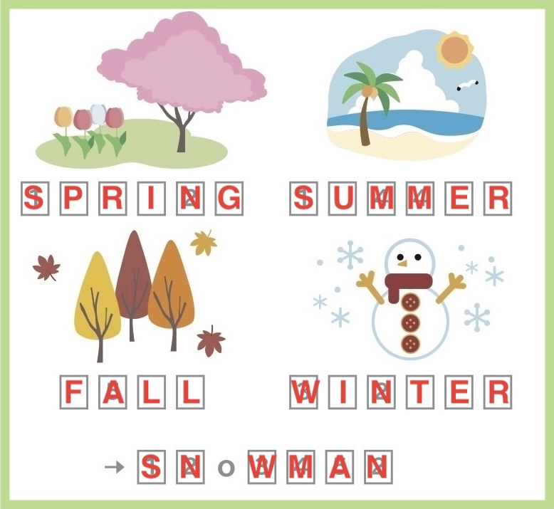 季節の英語から指定の文字を拾う問題