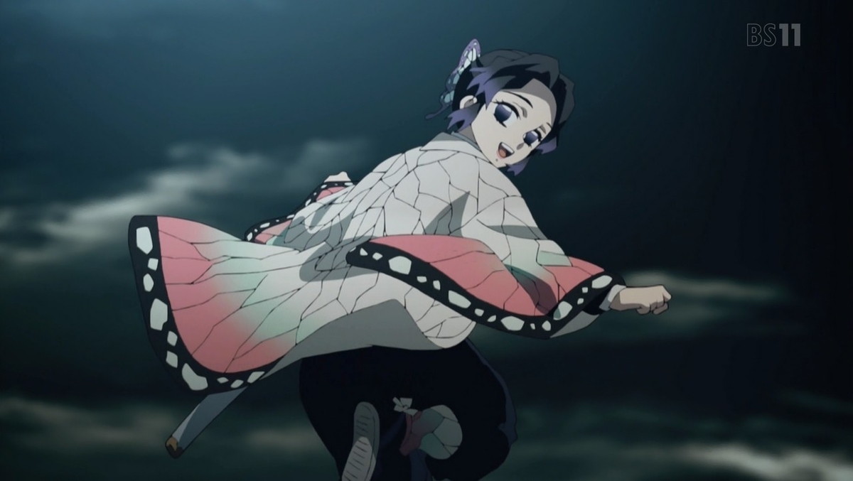 鬼滅の刃 21話 しのぶさんと富岡さん しのぶさん空中機動 豚のメモ帳