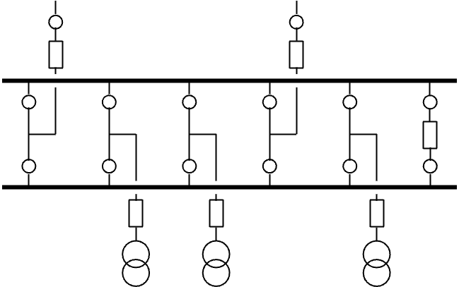 図　二重母線１ブスタイ方式