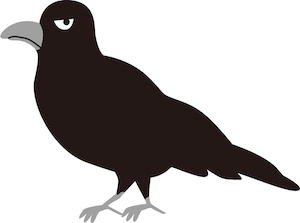 ハシブトガラスが横目にこっちを見ているイラスト