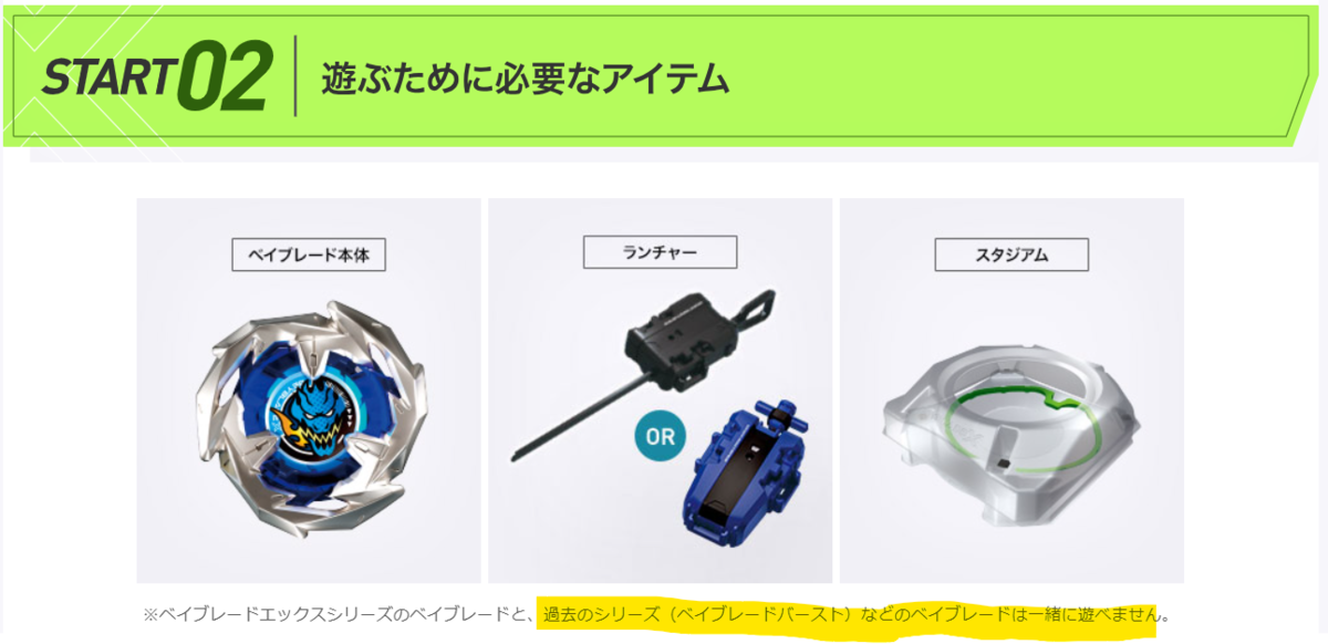 ベイブレードXの製品は旧シリーズベイブレードバーストとの互換性はない