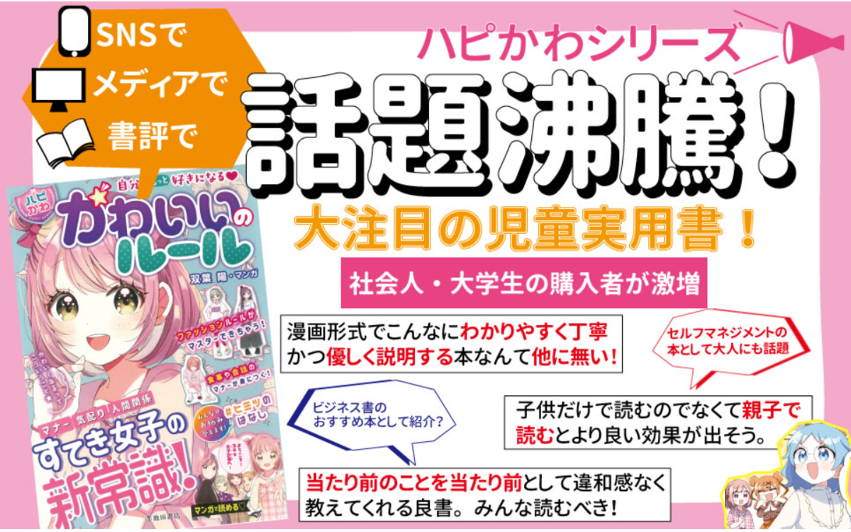 「ハピかわ　かわいいのルール」の話題性をまとめた画像。