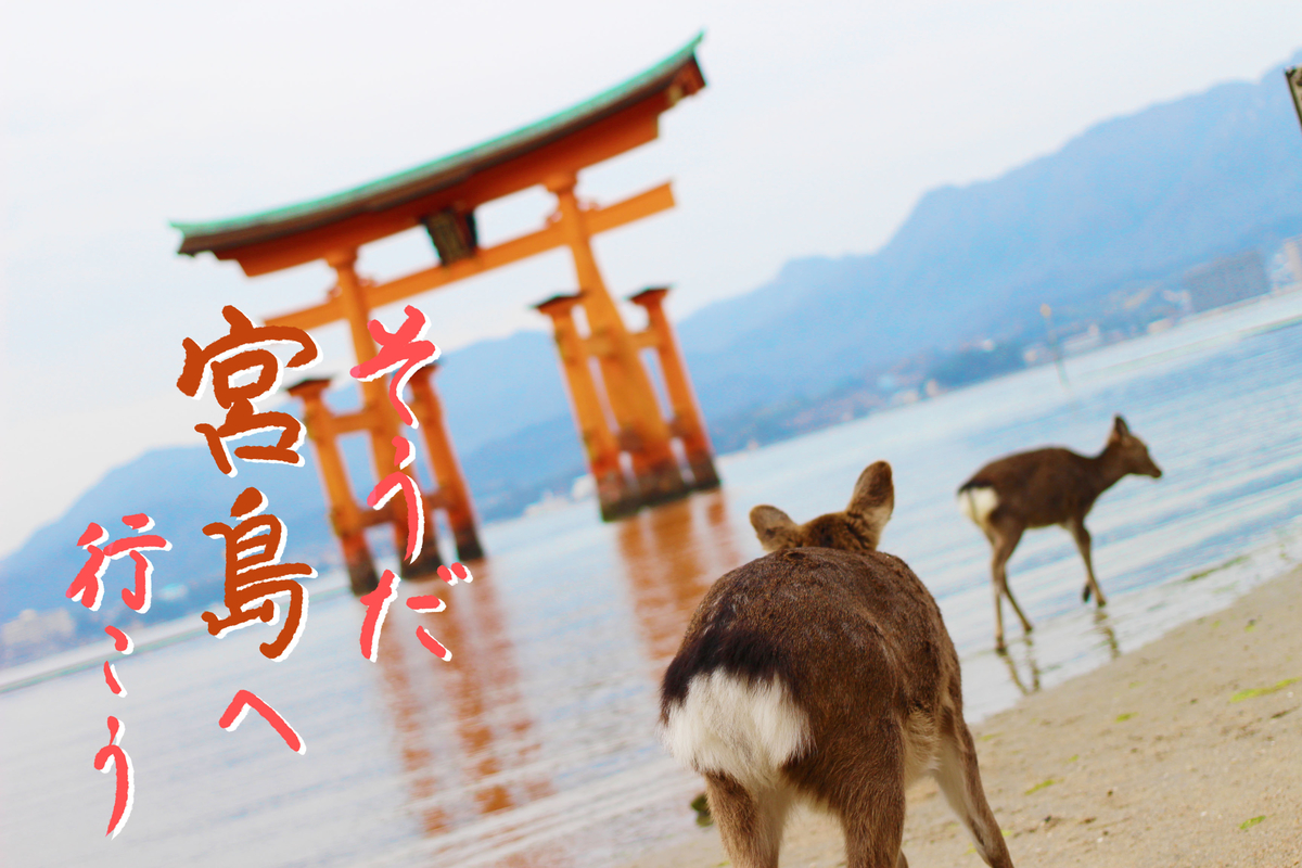 宮島女性日帰り一人旅レポ ひとりで観光地に行く決意 荷造り フェリー 春の海 しあわせ街道 膝栗毛