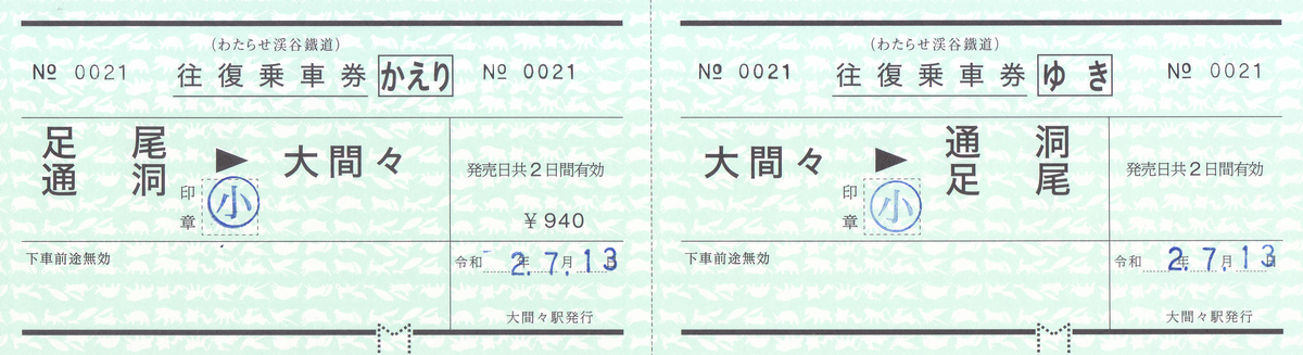 わたらせ渓谷鉄道 常備軟券往復乗車券 4 - きっぷ なんでも屋さん