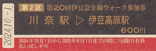 伊豆急行 「第20回伊豆急全線ウォーク参加券」 - きっぷ なんでも屋