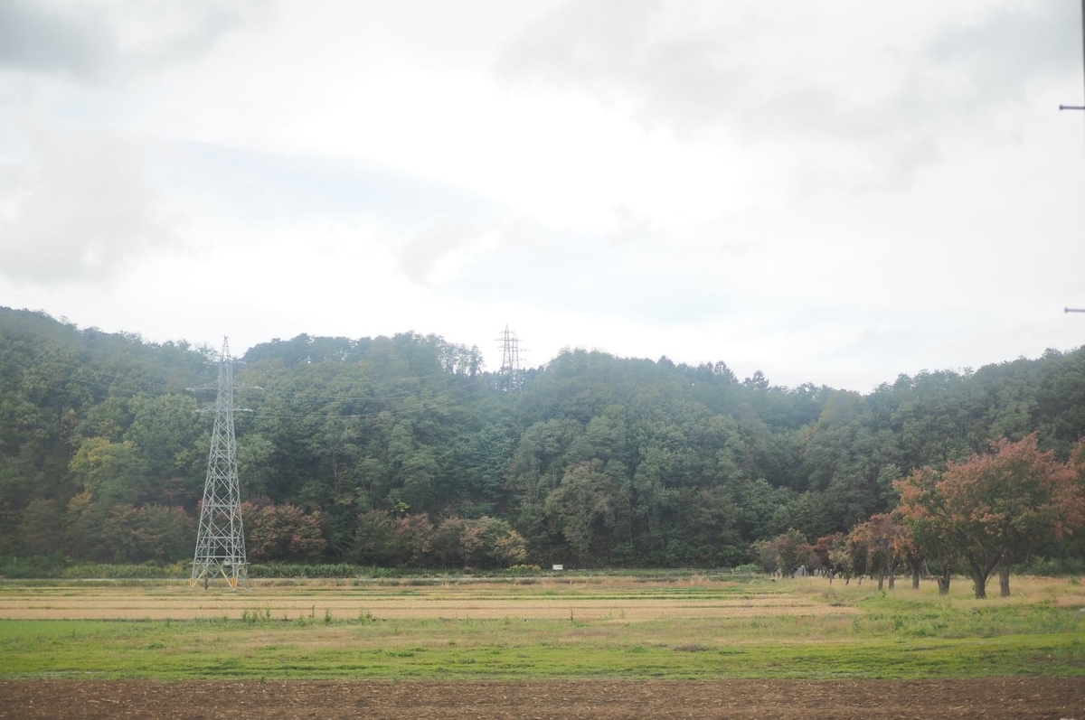 霧が掛かった田舎の山