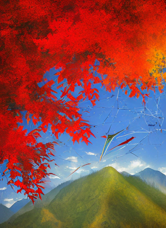 山がはに 風のかけたる しがらみは 流れもあへぬ 紅葉なりけり