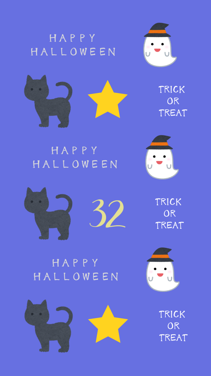 数字の３２とハロウィンの待ち受け 山田さんの Tea Time ティータイム