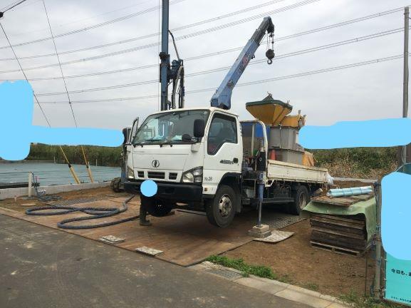 ソイルセメント施工開始