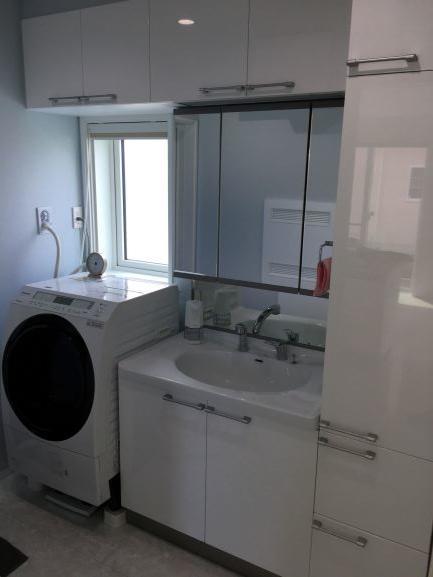 脱衣洗面所、乾燥機能付き洗濯機