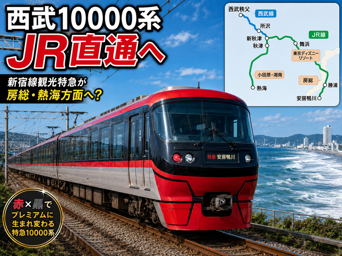 西武10000系「ニューレッドアロー」がJR直通へ 新宿線観光特急のはずが