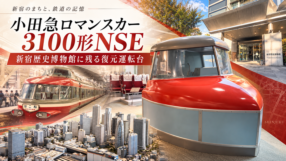 小田急ロマンスカー3100形NSE 新宿歴史博物館に残る実物部品で復元され