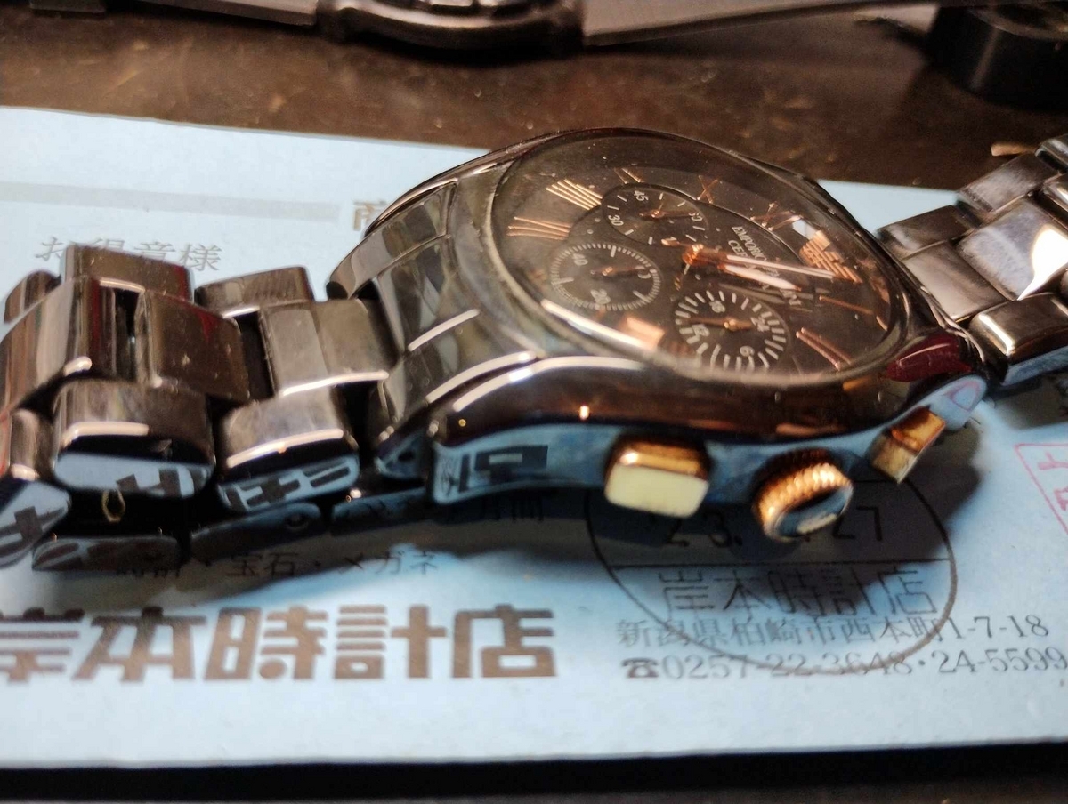 EMPORIO ARMANI エンポリオアルマーニ ブラック 腕時計 電池切れ動作