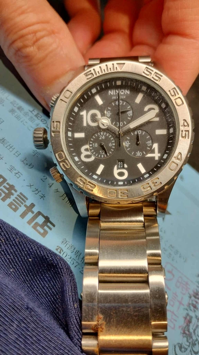【動作品】ニクソン 42-20 クロノ シルバー ブラック 腕時計 NIXON ニクソン 42-20 クロノ CHRONO クロノグラフ 腕時計 A037