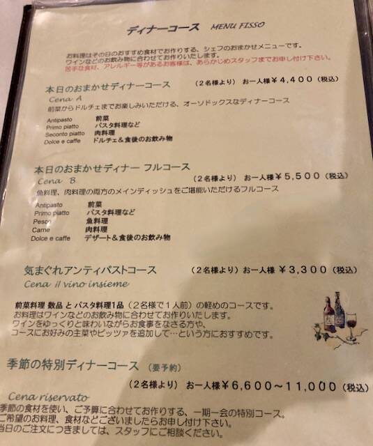 タベルナ　ラ　ピアッツァ　ディナー