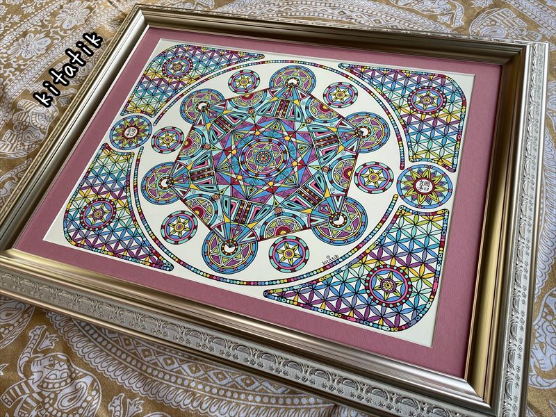 神聖幾何学アート【ブルームーンに抱かれて2】 神聖幾何学ハレアート