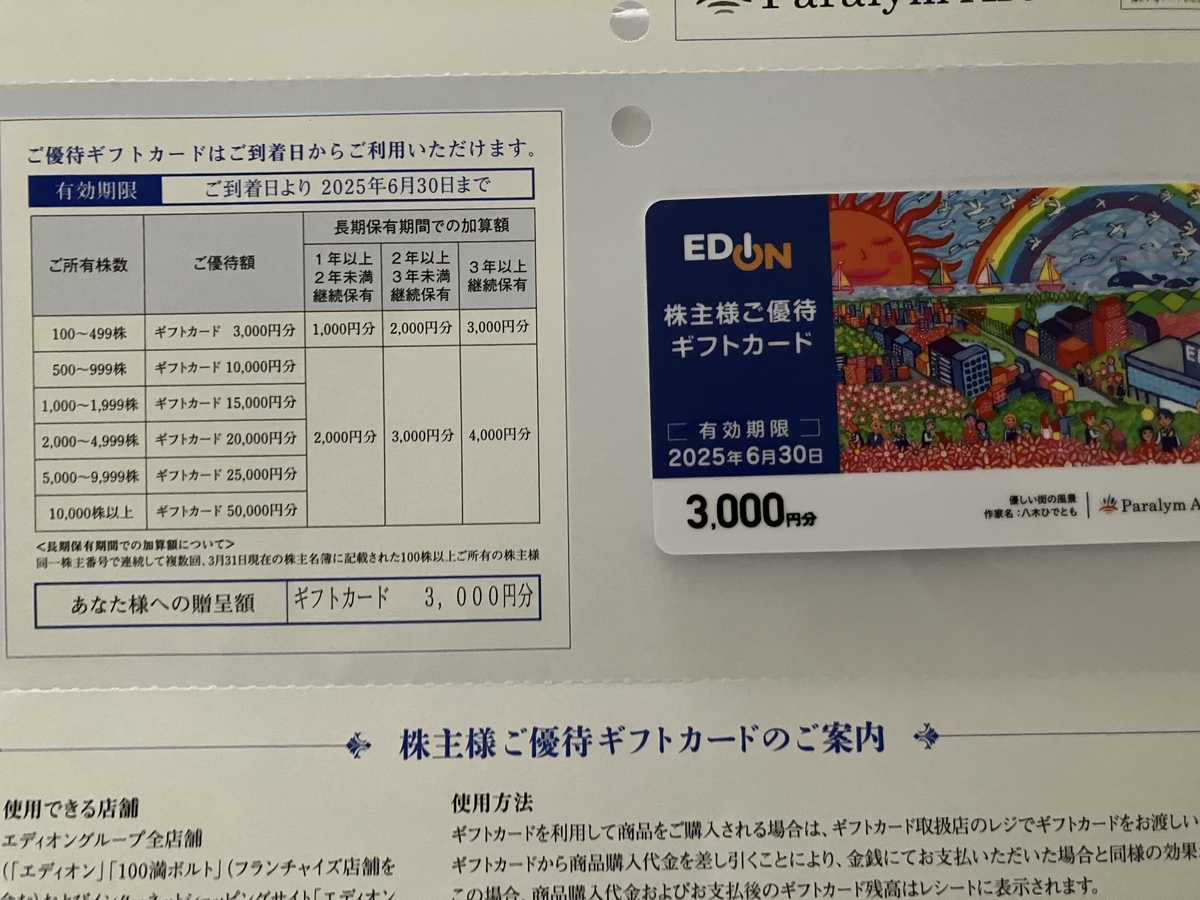 優待券/割引券 エディオン 株主優待ギフトカード 20000円分