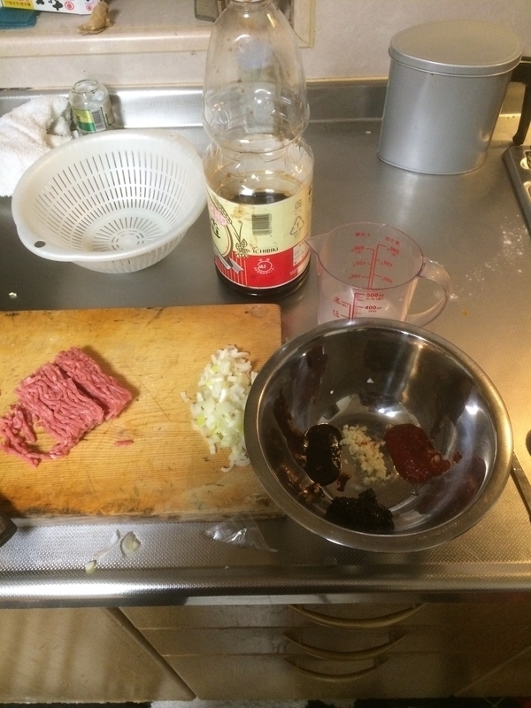マーボ豆腐準備