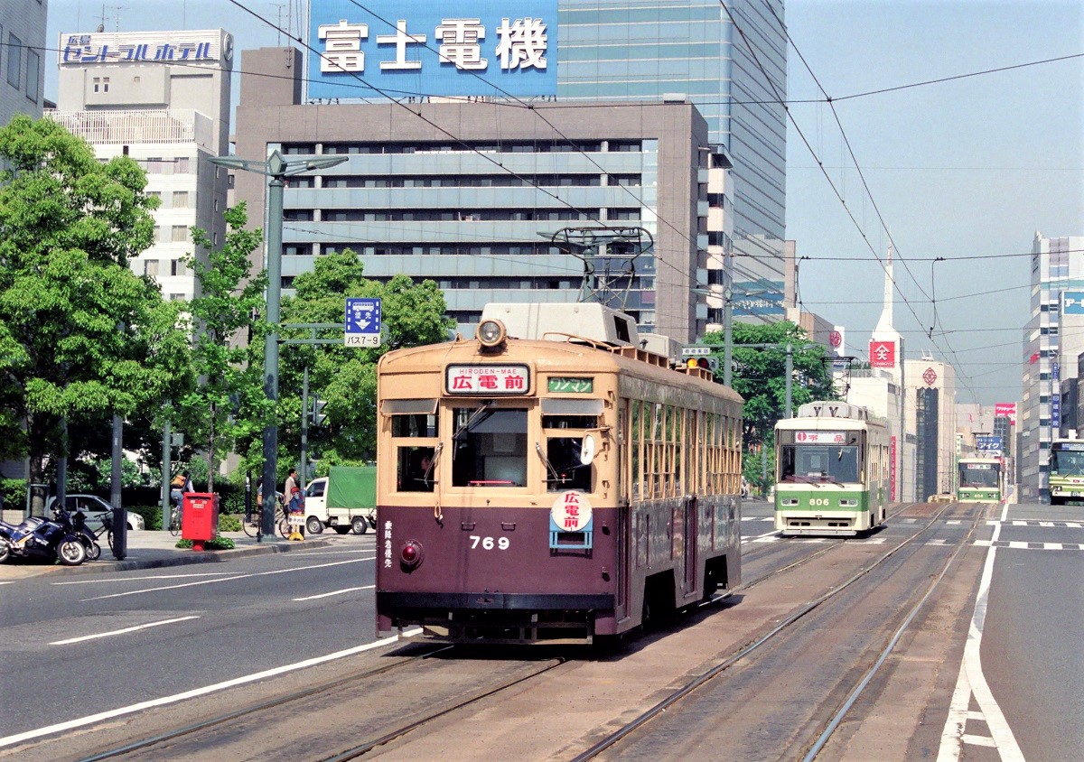 広島電鉄　路面電車　大阪市電　ワンマン入口 第688話 1993-94年広島：広電の大阪市電（その2） - ローカル線の回顧録