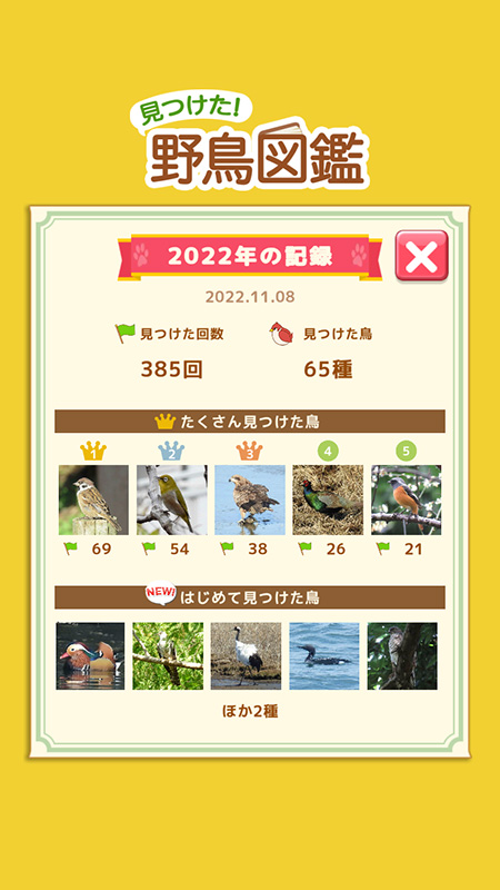 みつけた！野鳥図鑑 年間成績