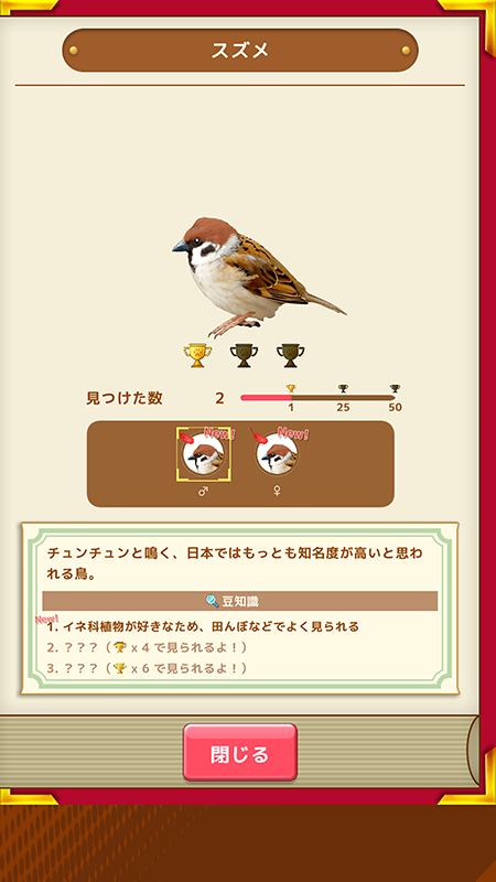 鳥クエスト 図鑑