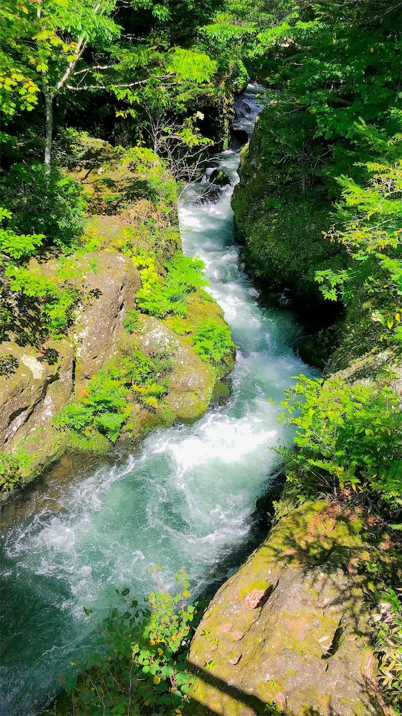 瀧上の夏の様子。水の勢いがすごいです。