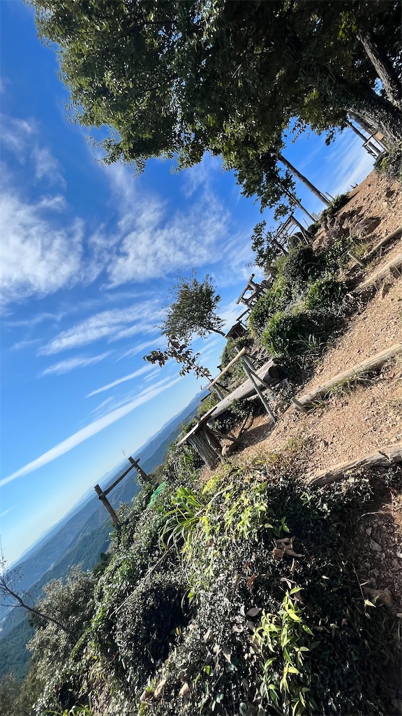 山頂にあるいくつものベンチたちです。