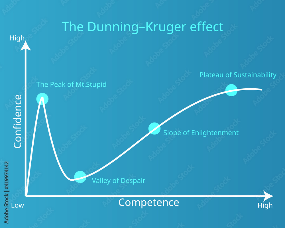 ダニングクルーガー効果の説明でよく出てくるグラフ