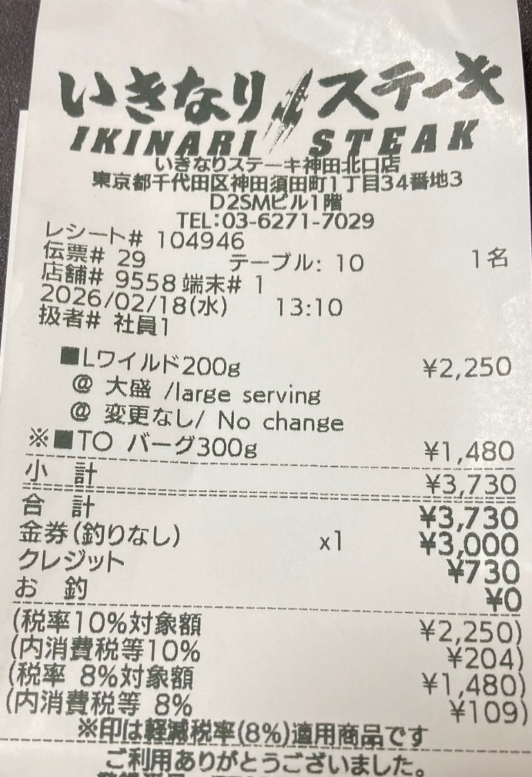 いきなりステーキの新店舗で株主優待利用 - クマネコの株主優待ブログ