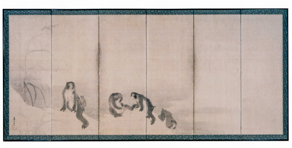 長沢蘆雪《群猿図屏風》左隻