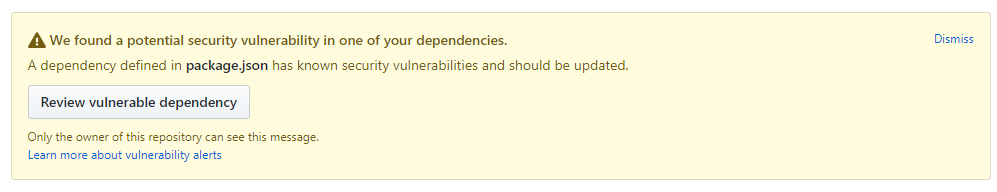 GitHub から Potential security vulnerability found という通知が来てた - kntmr-blog