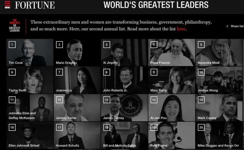 Fortuneの「最も偉大なリーダー」 "Fortuneの「最も偉大なリーダー」