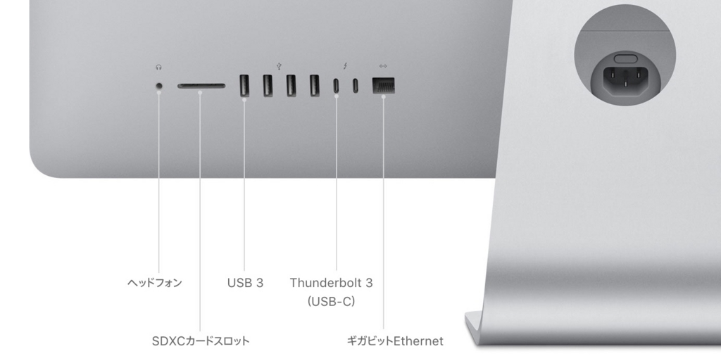 USBのポートが背面