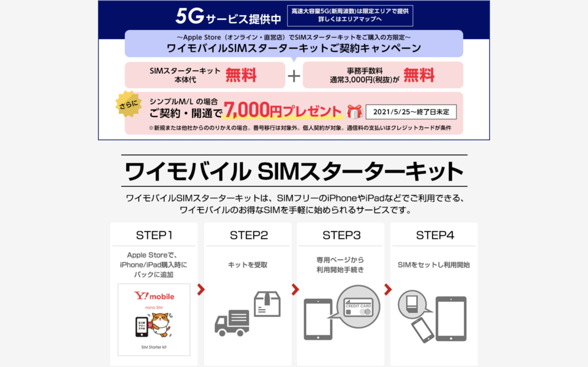 Apple限定の特別プランで契約手数料0円の Y Mobile Simカード 最大7 000円のキャッシュバックキャンペーン こぼねみ