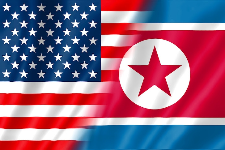 アメリカ合衆国と北朝鮮の国旗