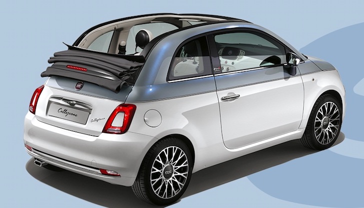 斜め後方から見たフィアット・500C 60th