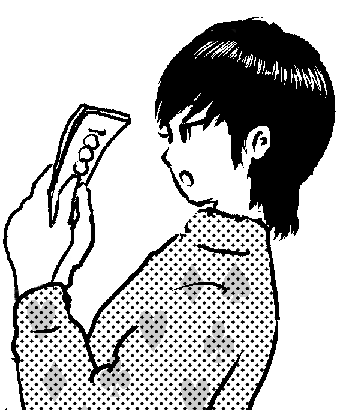 イラストはコジロム作のマンガ「大福むすめ」より、町野藻萌が札束を数えている場面です。