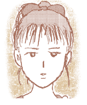 イラストは「大福むすめ」より、ダイフクの奥さんが高校生の頃の顔のアップです。