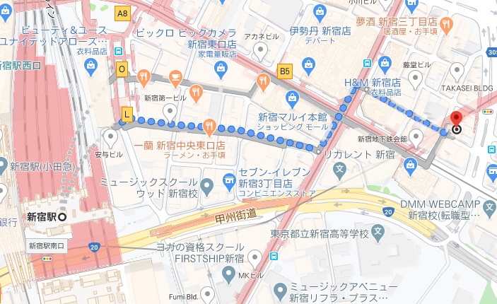 「夜パフェ専門店 パフェテリアベル 新宿三丁目」への行き方と店舗情報