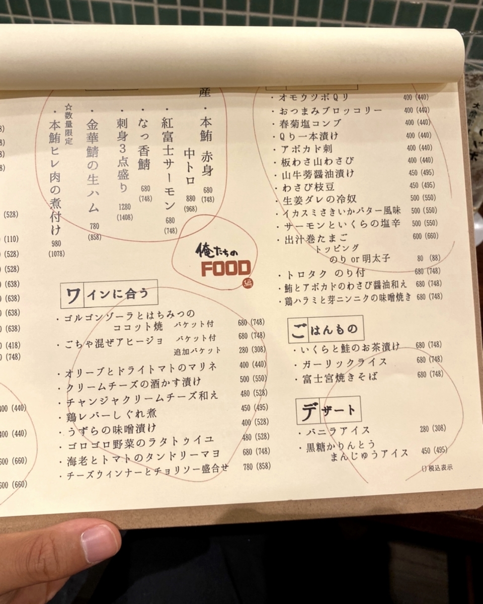 大衆酒場 オモウツボ～俺たちの旅編のメニューと値段3