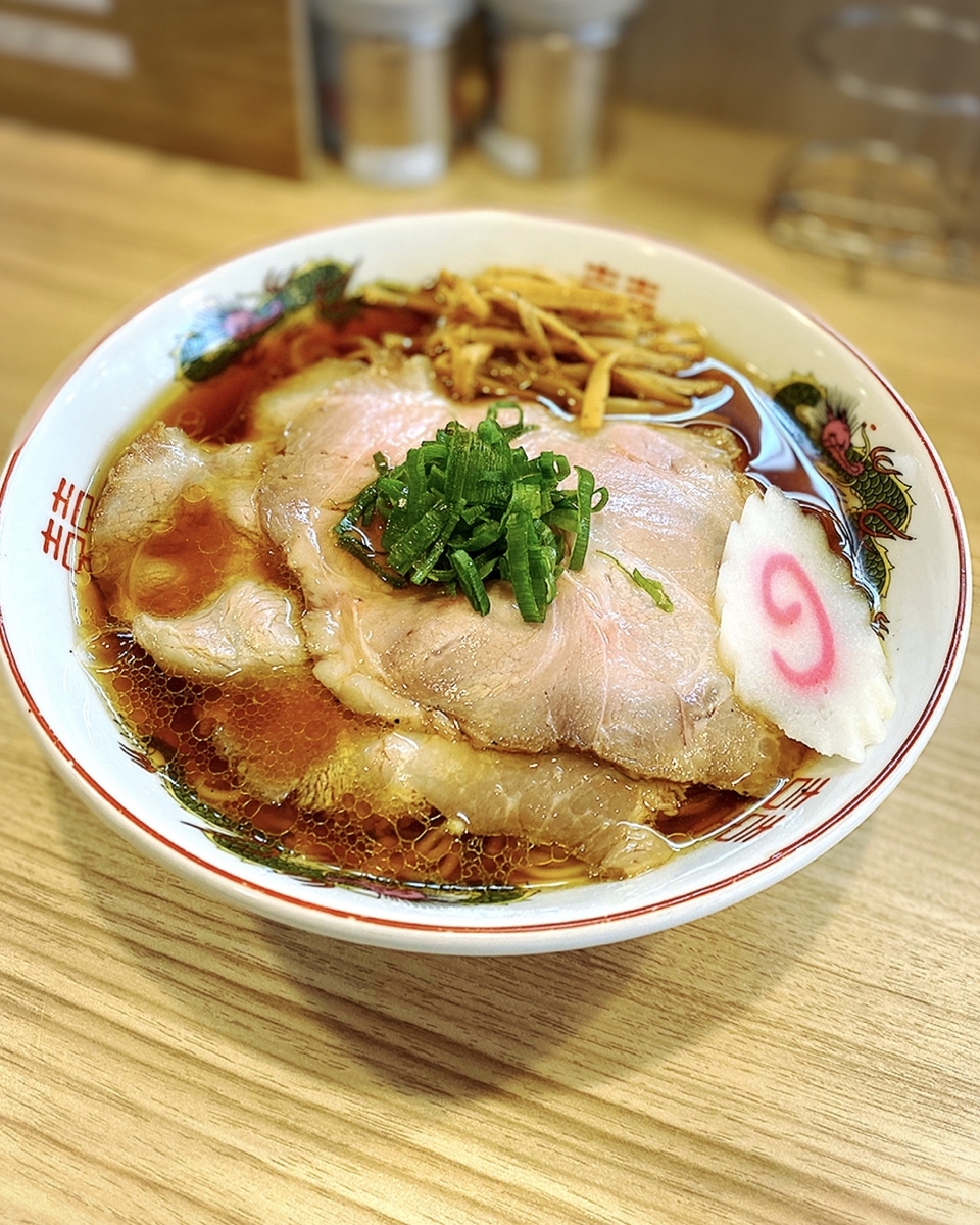 「くじら食堂bazzar」でいただいた「支那そば肉増し」”780円(税込)