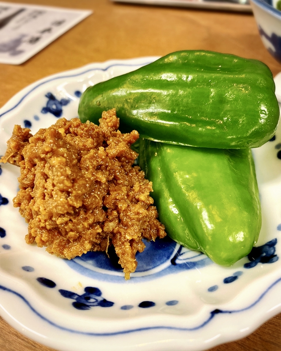 「酒場 山加商店」でいただいた「肉みそピーマン」”