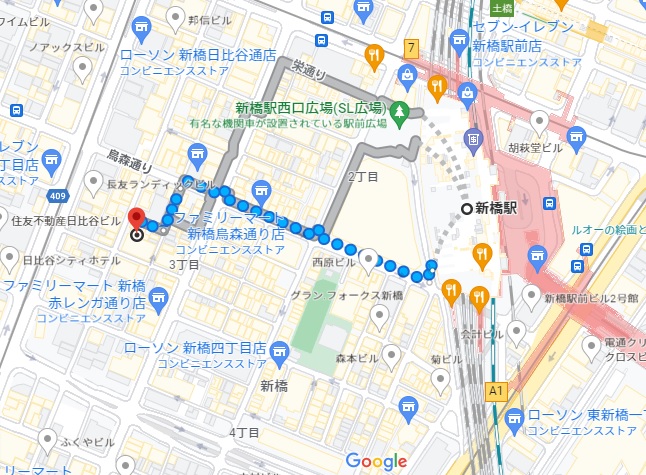 「銀座しゃぶ輝 新橋店」への行き方（アクセス）と店舗情報