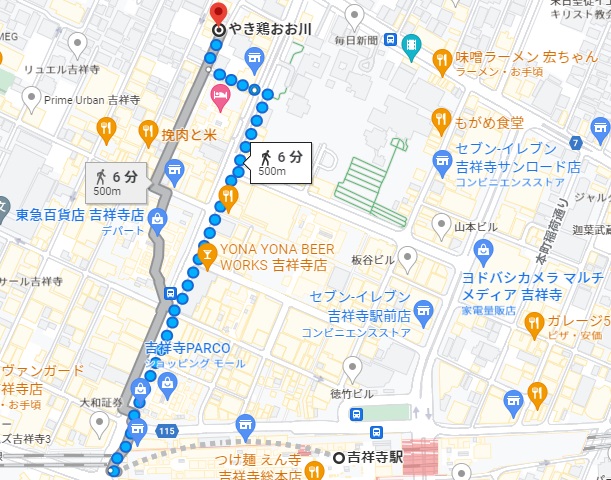 「やき鶏 おお川」への行き方と店舗情報